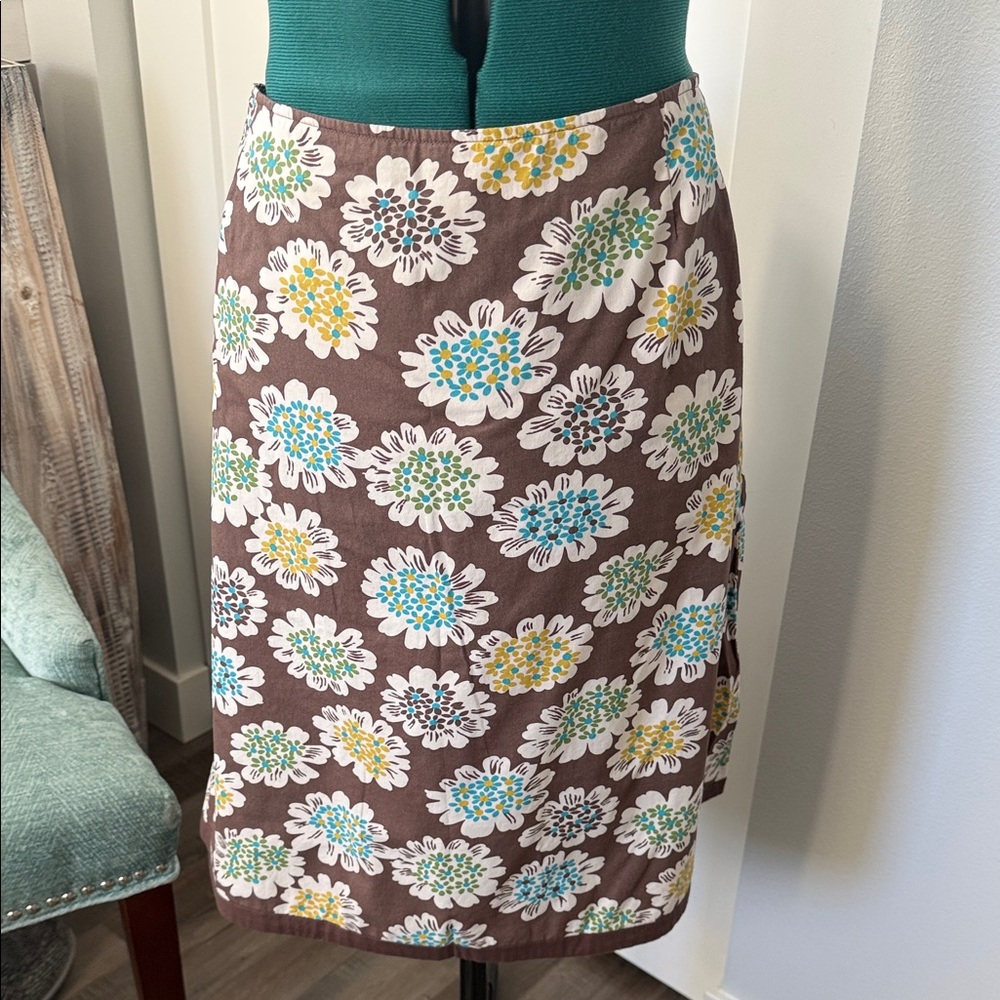 Boden Brown Floral A-Line Skirt